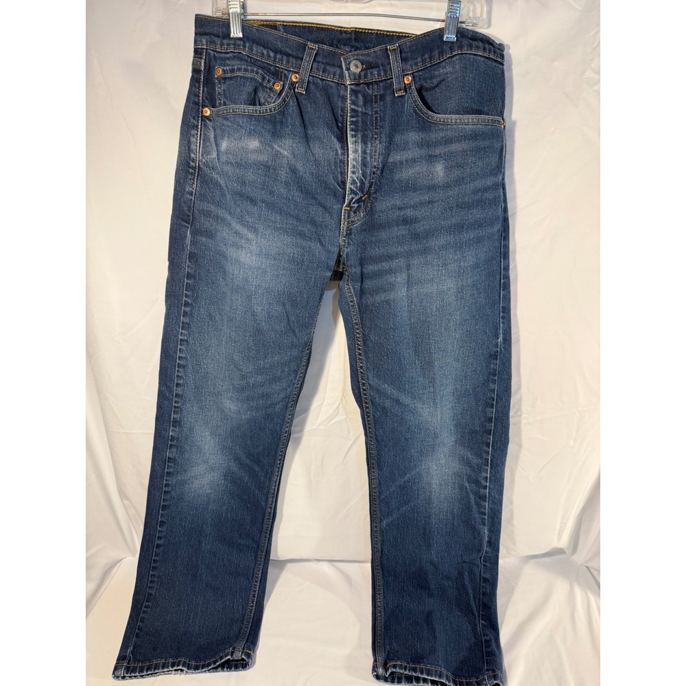 Levis 505 Regular Fit Mens Blue Denim Jeans 34x30 Straight Leg Medium Wash